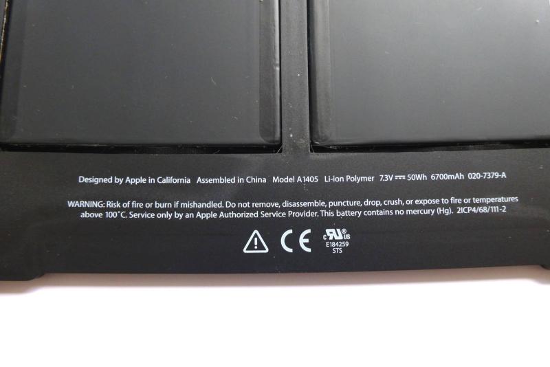 Battery A1405 661-6055 661-6639 Apple MacBook Air 13 inch A1369 A1466 2010 2011 2012 Original sparepart detail image one