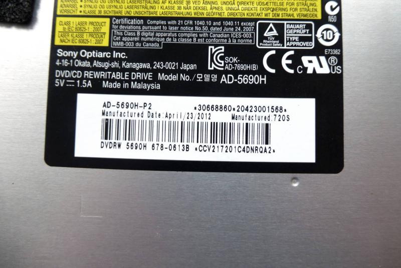 SuperDrive AD-5690H 5690H DVD Brenner iMac 21 Zoll 27 Zoll A1311 A1312 Original Ersatzteil Detailbild eins